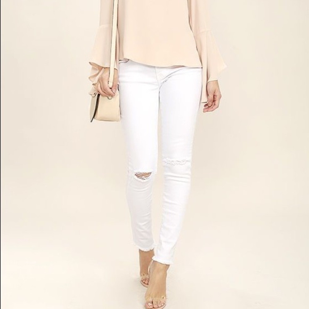 White Distressed Skinny Jeans
